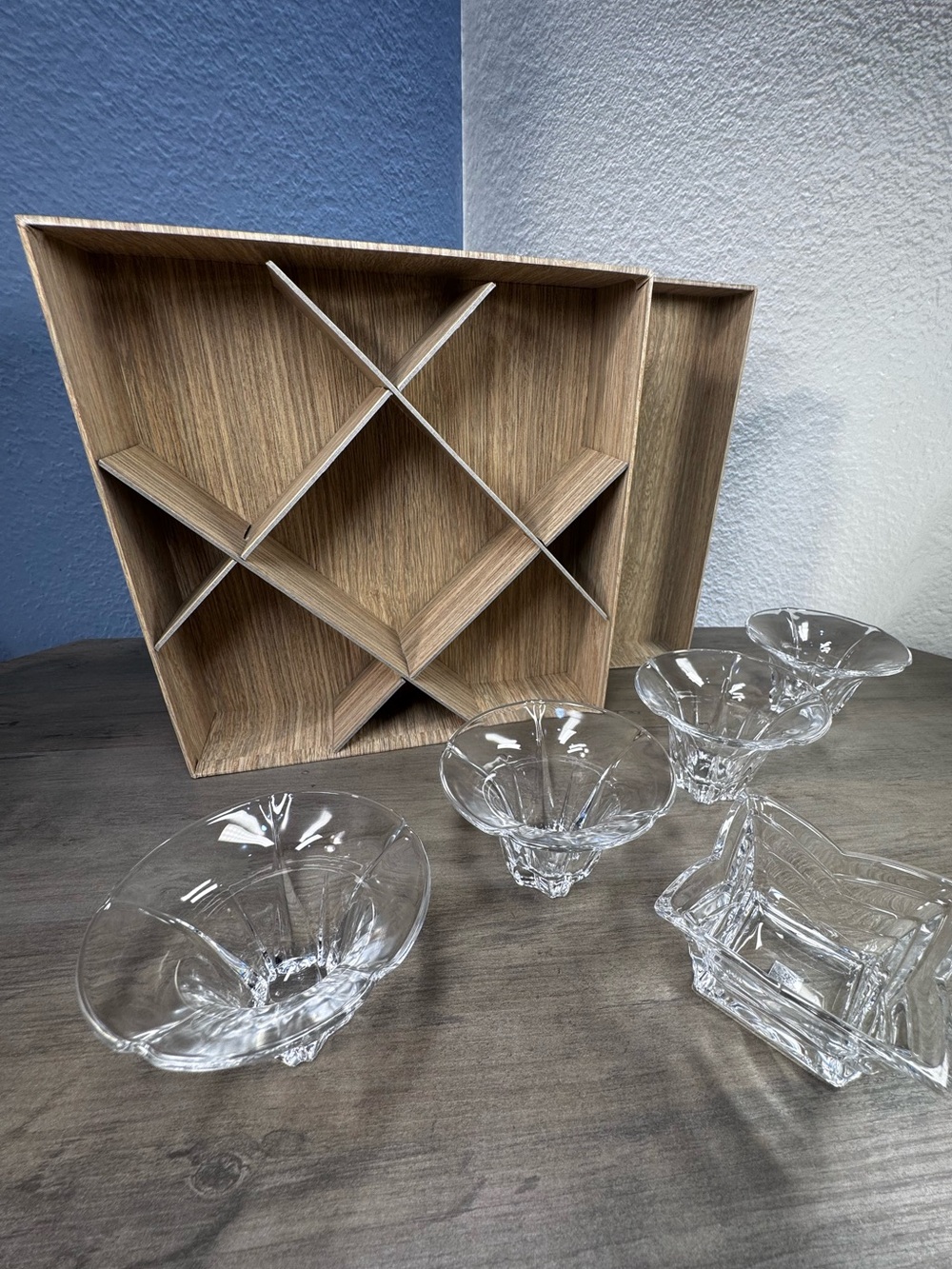 Vintage Hoya Japan 5 Pc Serving Set Original Box NOS Mid Century Glass